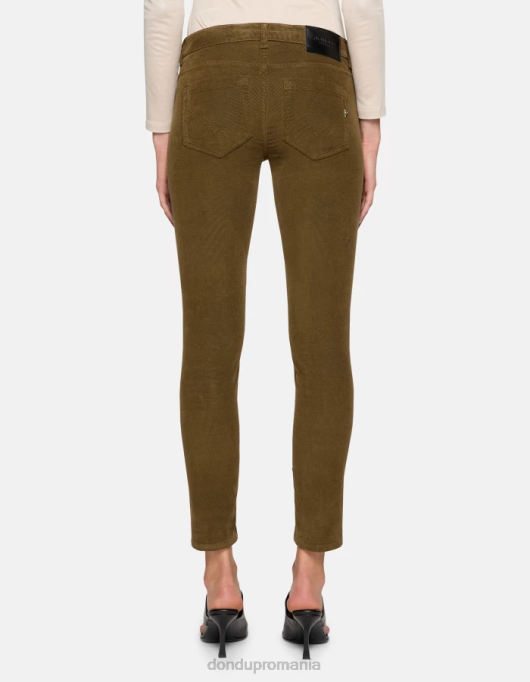 femei pantaloni skinny din catifea monroe V84D13 îmbrăcăminte verde armată DONDUP