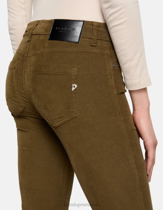 femei pantaloni skinny din catifea monroe V84D13 îmbrăcăminte verde armată DONDUP