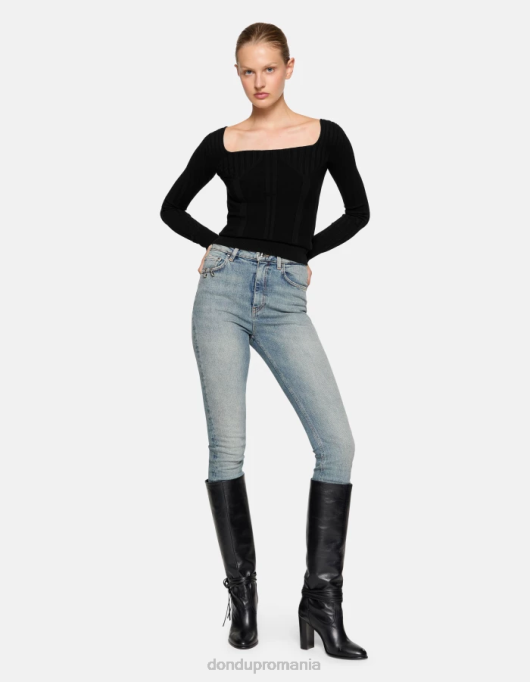 femei blugi marie slim-fit din denim stretch V84D42 îmbrăcăminte albastru DONDUP
