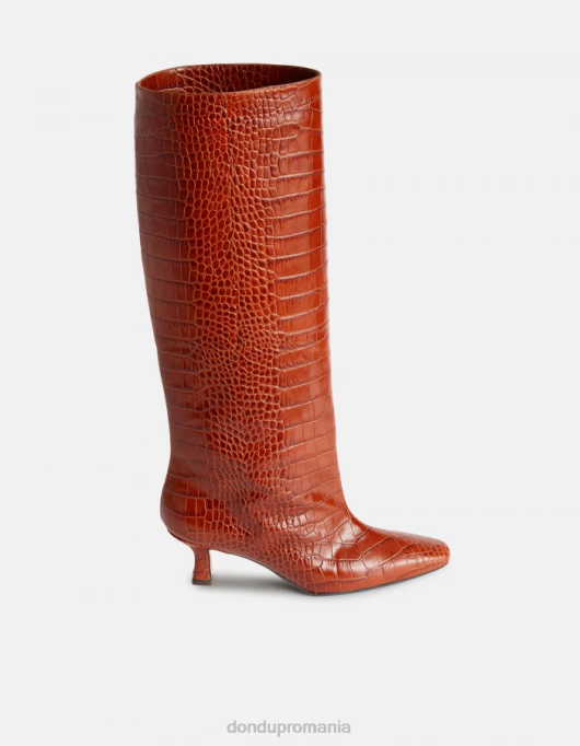 femei cizme din piele cu efect de imprimeu crocodil V84D467 încălţăminte cioccolato DONDUP