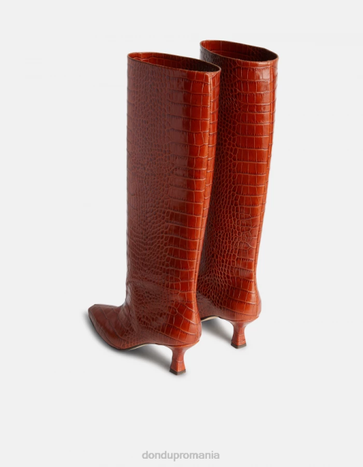 femei cizme din piele cu efect de imprimeu crocodil V84D467 încălţăminte cioccolato DONDUP
