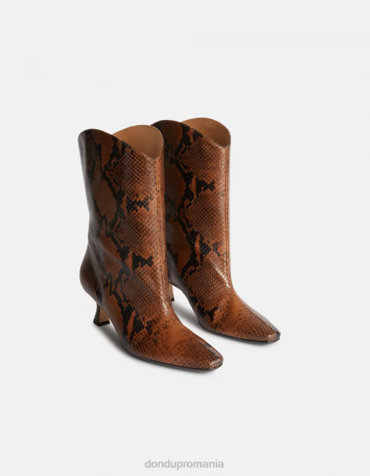 femei cizme din piele cu efect de imprimeu piton V84D465 încălţăminte cioccolato DONDUP