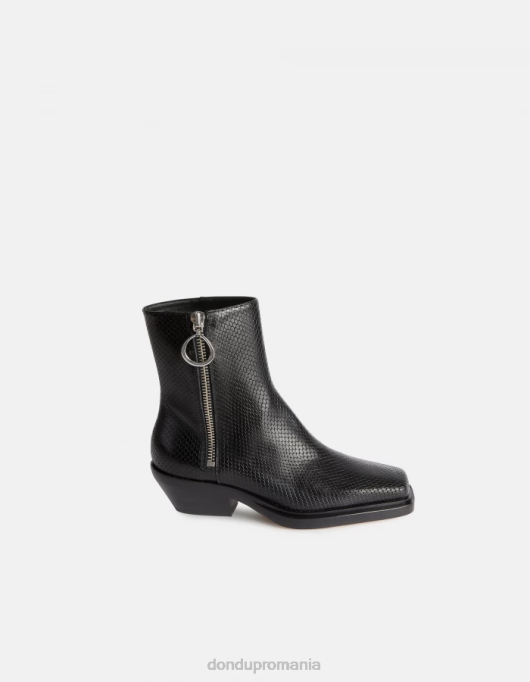 femei cizme western din piele cu efect de imprimeu piton V84D461 încălţăminte negru DONDUP