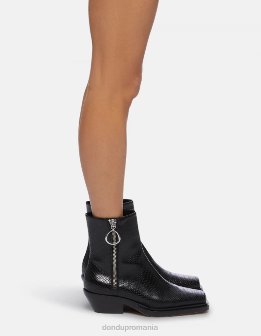 femei cizme western din piele cu efect de imprimeu piton V84D461 încălţăminte negru DONDUP