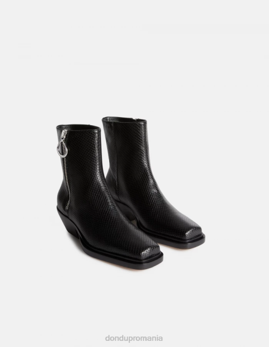 femei cizme western din piele cu efect de imprimeu piton V84D461 încălţăminte negru DONDUP