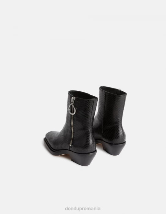 femei cizme western din piele cu efect de imprimeu piton V84D461 încălţăminte negru DONDUP