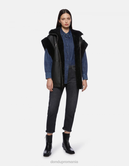femei cămașă din denim supradimensionată V84D252 îmbrăcăminte albastru DONDUP