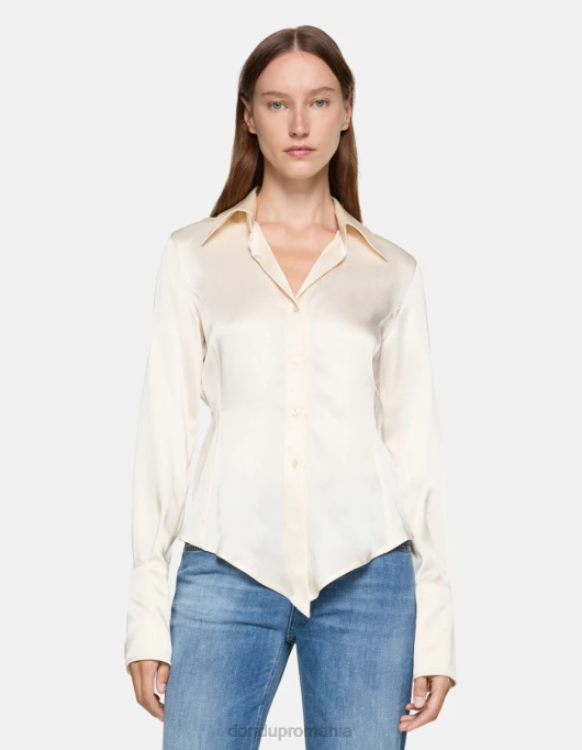 femei cămașă slim-fit din satin V84D253 îmbrăcăminte burro DONDUP
