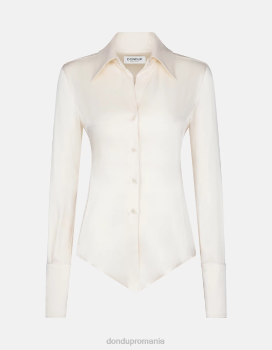 femei cămașă slim-fit din satin V84D253 îmbrăcăminte burro DONDUP