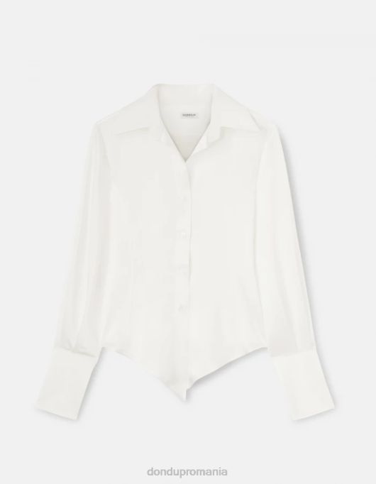 femei cămașă slim-fit din satin V84D254 îmbrăcăminte alabastru DONDUP