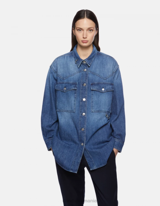 femei supracămașă din denim V84D255 îmbrăcăminte albastru DONDUP