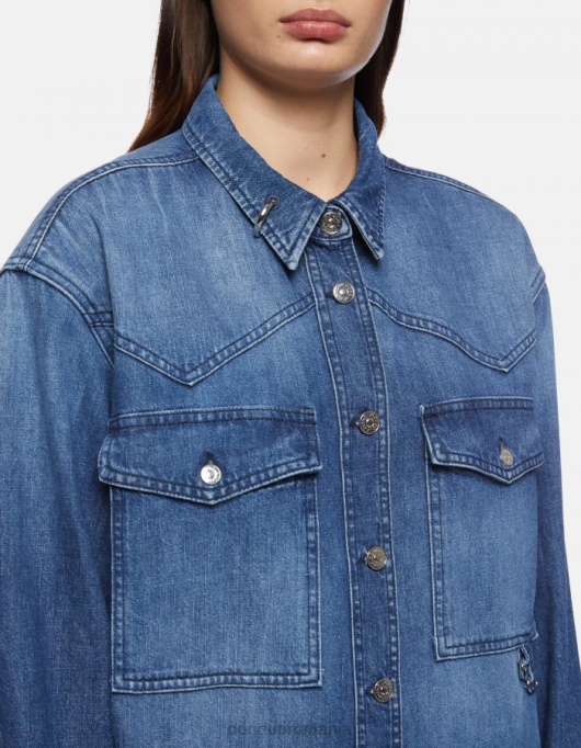 femei supracămașă din denim V84D255 îmbrăcăminte albastru DONDUP
