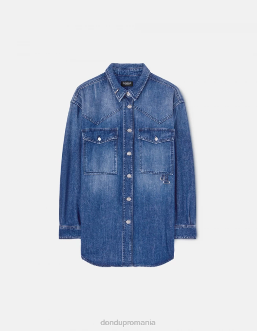 femei supracămașă din denim V84D255 îmbrăcăminte albastru DONDUP