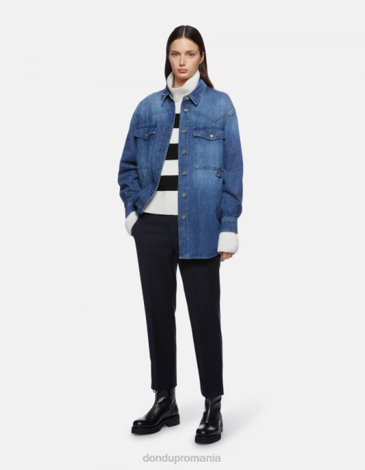 femei supracămașă din denim V84D255 îmbrăcăminte albastru DONDUP