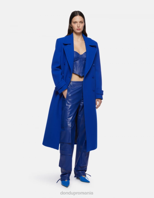 femei top slim-fit din piele nappa V84D264 îmbrăcăminte albastru regal DONDUP
