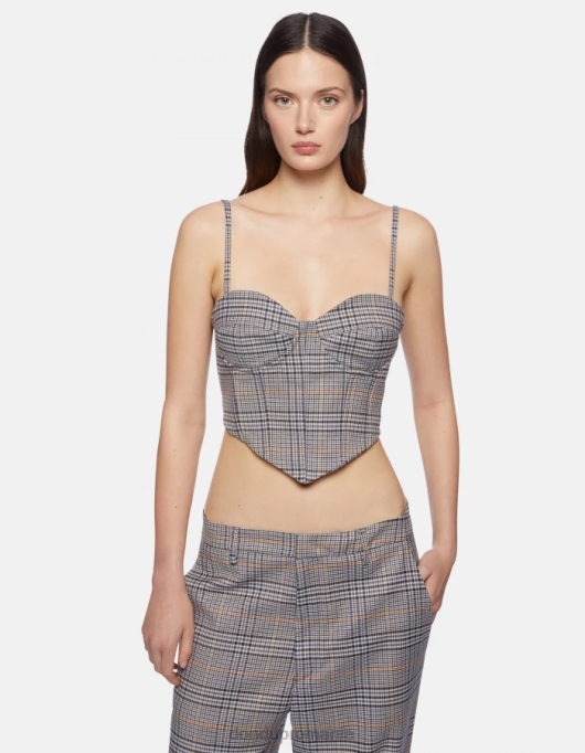 femei top slim-fit prințul de Wales în carouri V84D265 îmbrăcăminte albastru DONDUP