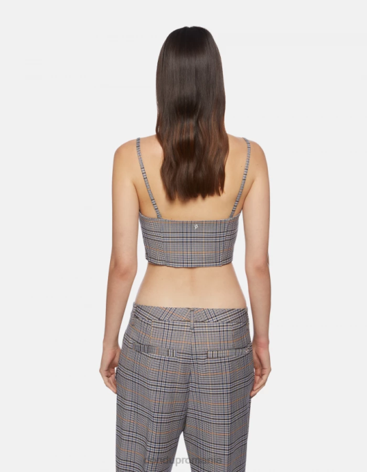 femei top slim-fit prințul de Wales în carouri V84D265 îmbrăcăminte albastru DONDUP