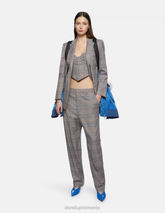 femei top slim-fit prințul de Wales în carouri V84D265 îmbrăcăminte albastru DONDUP