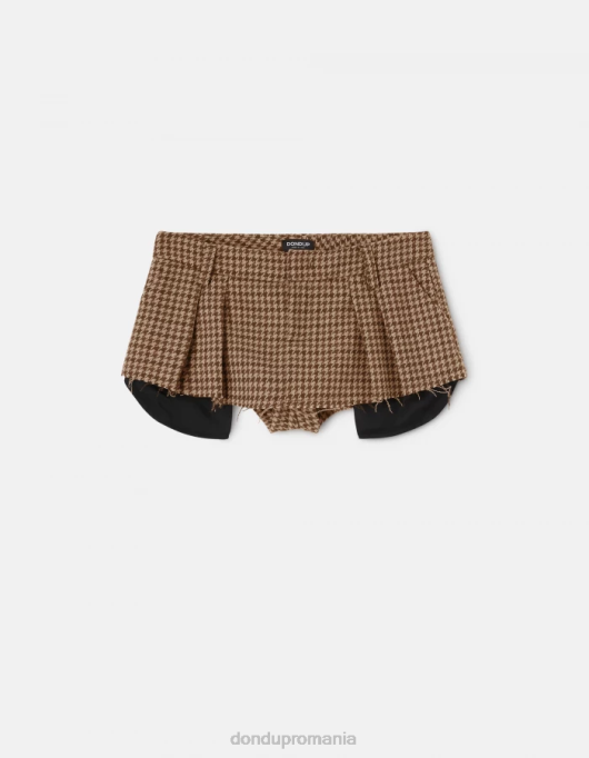 femei fustă mini din amestec de lână V84D398 îmbrăcăminte cioccolato DONDUP