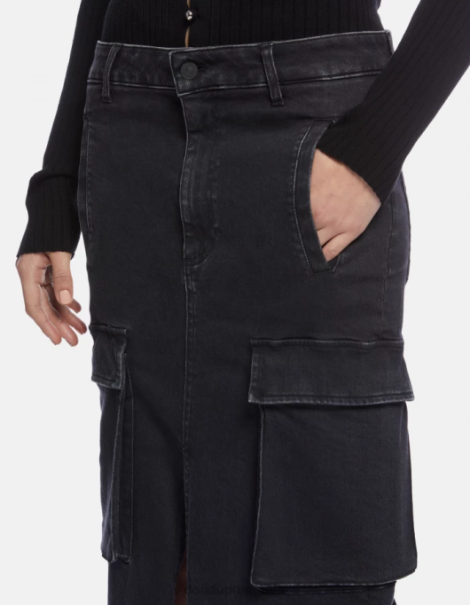 femei fusta lunga din denim stretch V84D396 îmbrăcăminte negru DONDUP