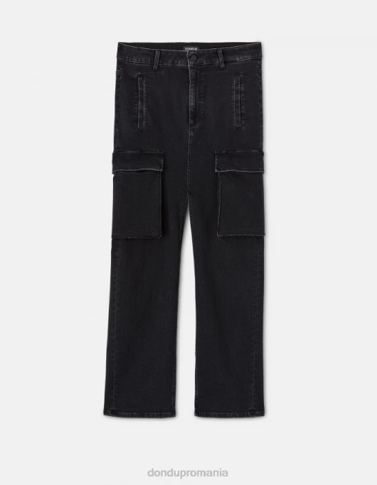 femei fusta lunga din denim stretch V84D396 îmbrăcăminte negru DONDUP
