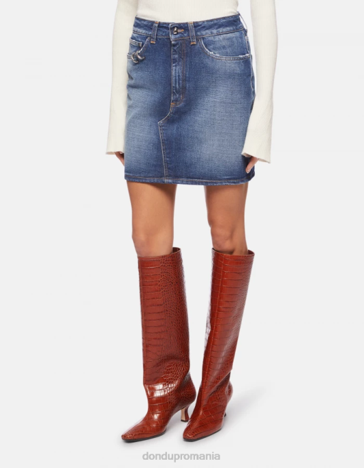 femei fusta scurta rigida din denim V84D404 îmbrăcăminte albastru DONDUP