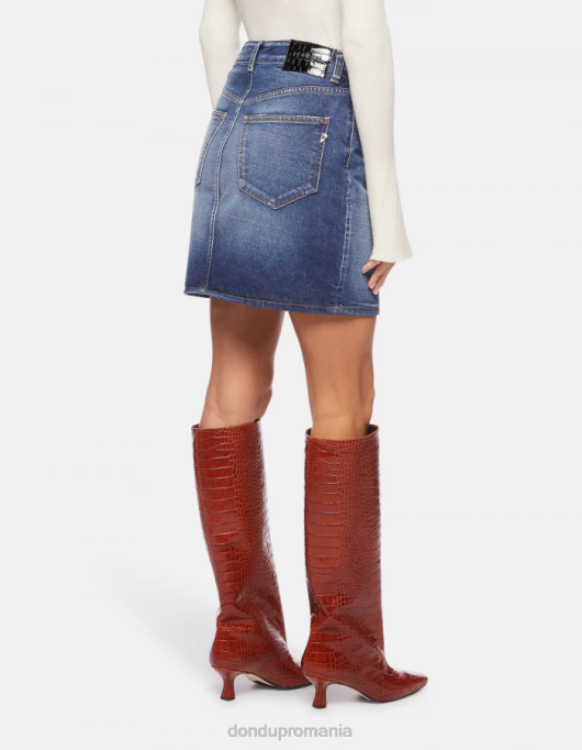 femei fusta scurta rigida din denim V84D404 îmbrăcăminte albastru DONDUP