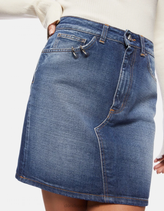 femei fusta scurta rigida din denim V84D404 îmbrăcăminte albastru DONDUP
