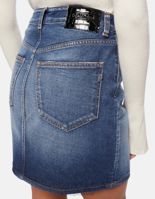 femei fusta scurta rigida din denim V84D404 îmbrăcăminte albastru DONDUP