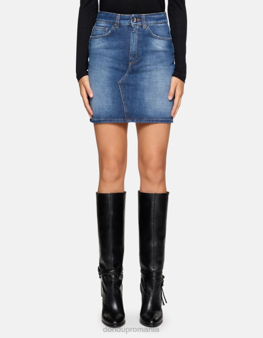femei fusta scurta rigida din denim V84D405 îmbrăcăminte albastru DONDUP