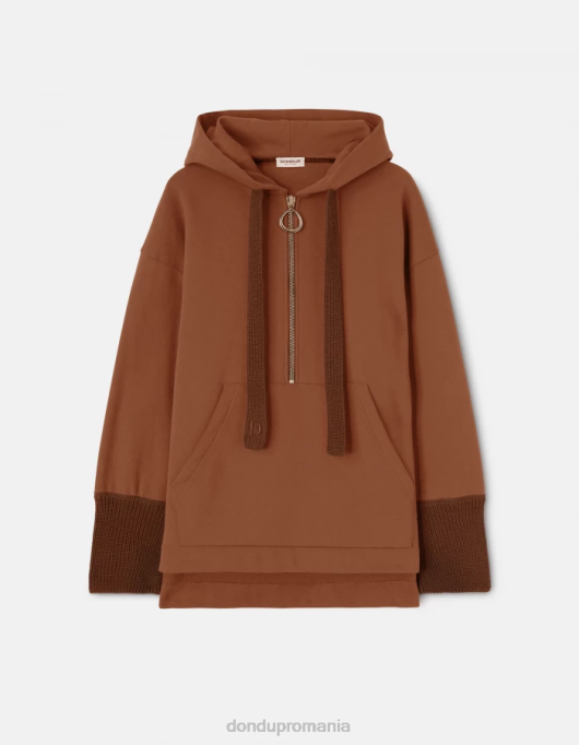 femei hanorac supradimensionat V84D446 îmbrăcăminte cioccolato DONDUP