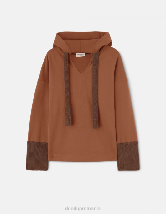 femei hanorac supradimensionat V84D452 îmbrăcăminte cioccolato DONDUP