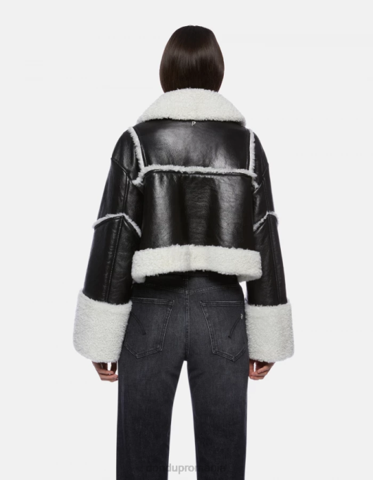 femei jachetă decupată din shearling V84D364 îmbrăcăminte negru DONDUP