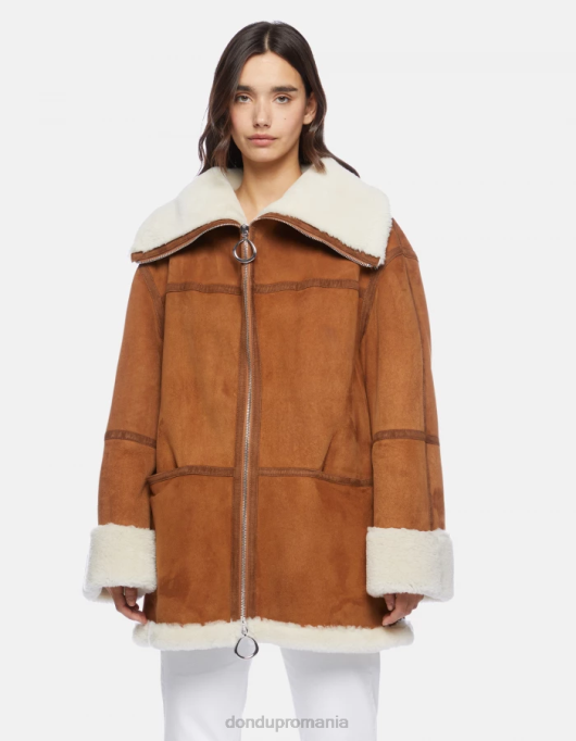 femei palton supradimensionat din shearling V84D360 îmbrăcăminte noce DONDUP
