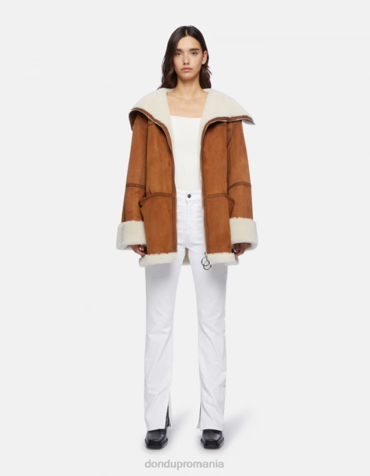 femei palton supradimensionat din shearling V84D360 îmbrăcăminte noce DONDUP