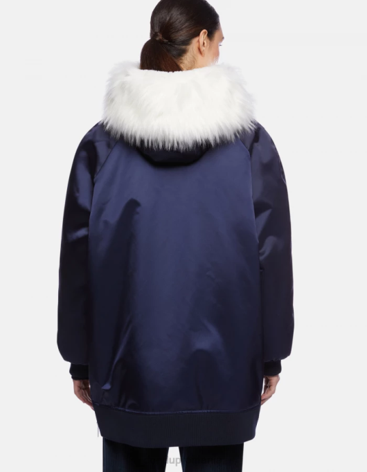 femei parka supradimensionată din satin V84D349 îmbrăcăminte albastru marin DONDUP