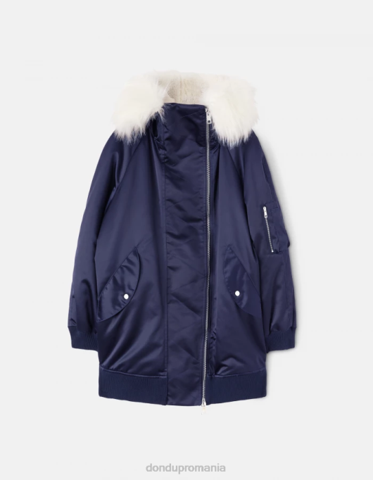 femei parka supradimensionată din satin V84D349 îmbrăcăminte albastru marin DONDUP