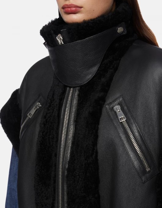 femei vestă largi din shearling V84D365 îmbrăcăminte negru DONDUP