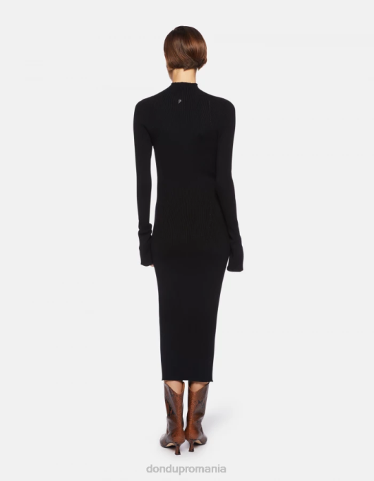 femei rochie lunga din vascoza V84D283 îmbrăcăminte negru DONDUP