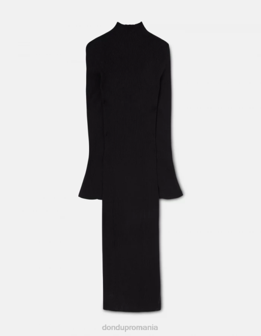 femei rochie lunga din vascoza V84D283 îmbrăcăminte negru DONDUP