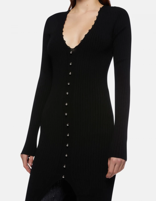 femei rochie lunga din vascoza V84D286 îmbrăcăminte negru DONDUP
