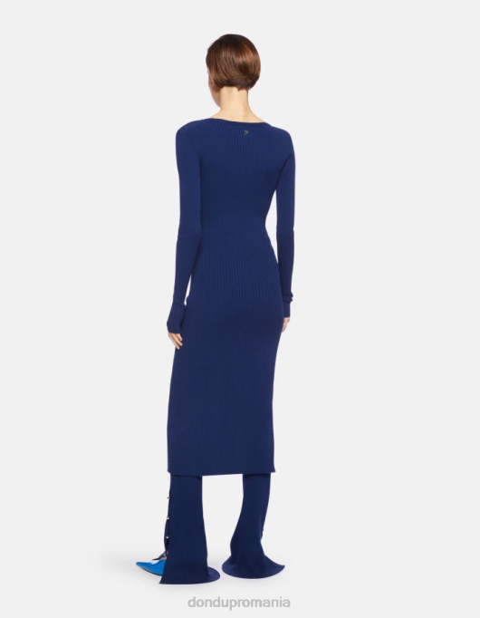 femei rochie lunga din vascoza V84D287 îmbrăcăminte albastru DONDUP