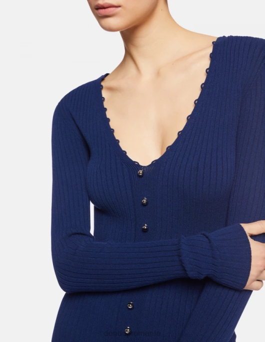 femei rochie lunga din vascoza V84D287 îmbrăcăminte albastru DONDUP