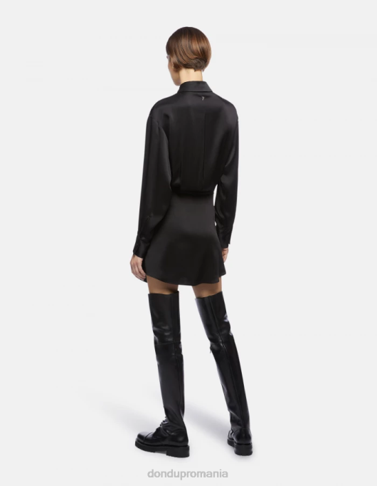 femei rochie mini din satin V84D288 îmbrăcăminte negru DONDUP