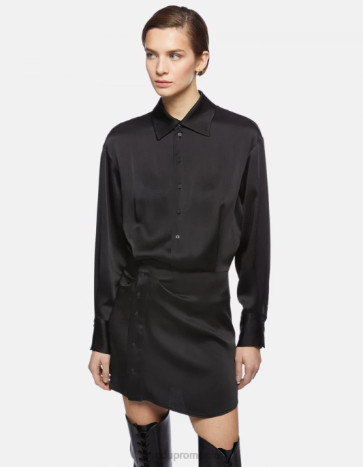 femei rochie mini din satin V84D288 îmbrăcăminte negru DONDUP