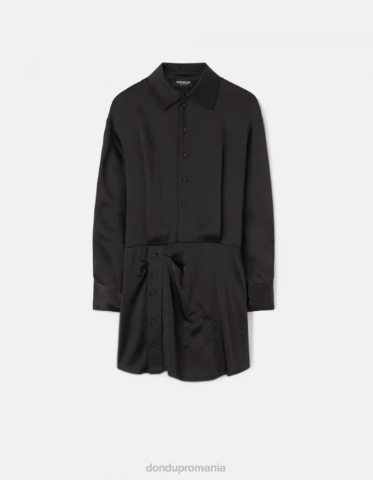 femei rochie mini din satin V84D288 îmbrăcăminte negru DONDUP