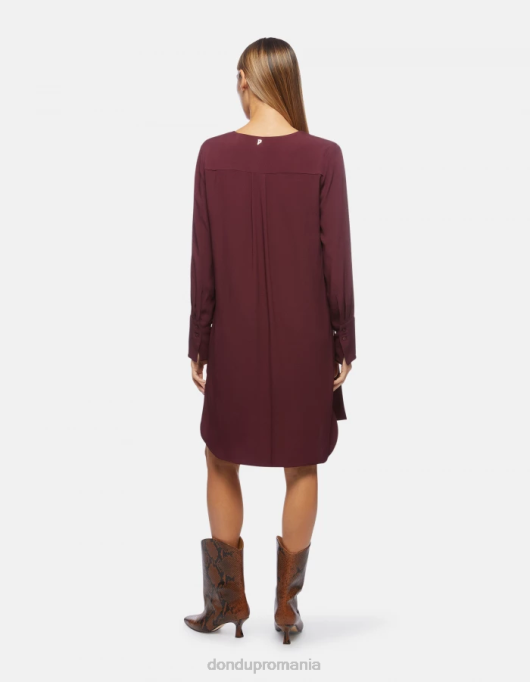 femei rochie scurtă de sable V84D292 îmbrăcăminte prugna DONDUP