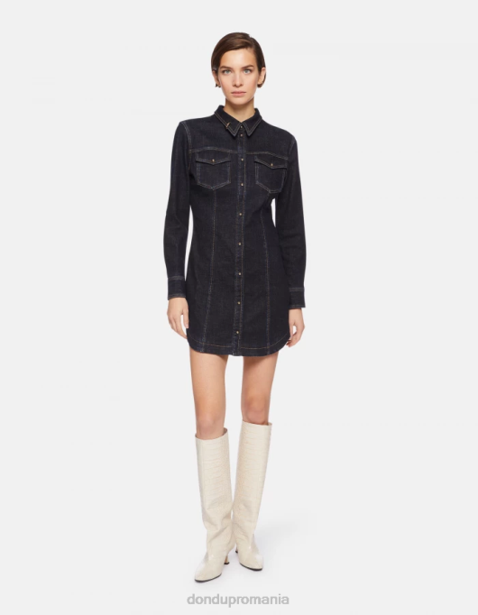 femei rochie scurtă din denim V84D270 îmbrăcăminte albastru DONDUP
