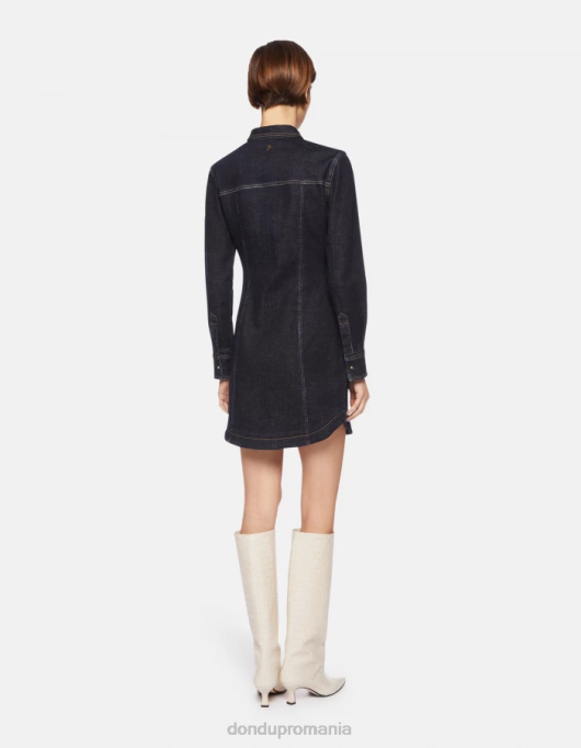 femei rochie scurtă din denim V84D270 îmbrăcăminte albastru DONDUP