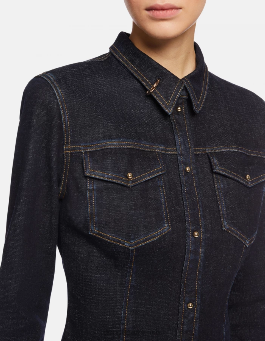 femei rochie scurtă din denim V84D270 îmbrăcăminte albastru DONDUP
